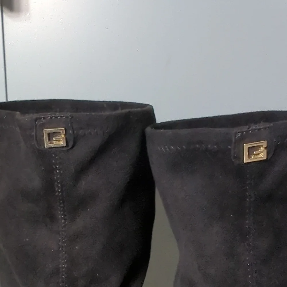 GUESS Cristy Black Faux Suede Thigh High Platform Boots Size 9M